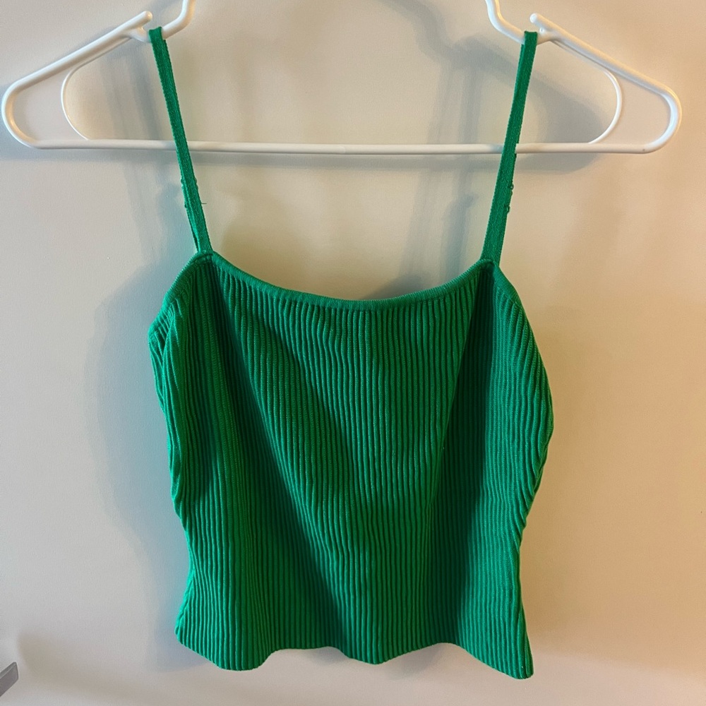 Love Tree Emerald Green Ribbed Spaghetti Strap Cami